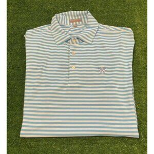 Peter Millar polo mens XL blue white summer comfort lighweight breathable golf G